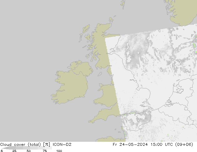 nuvens (total) ICON-D2 Sex 24.05.2024 15 UTC