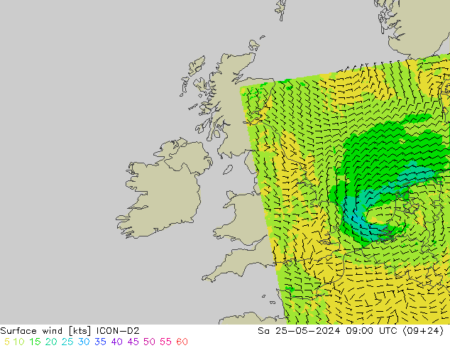 Bodenwind ICON-D2 Sa 25.05.2024 09 UTC