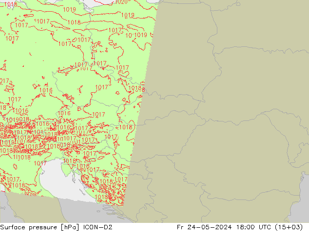 Surface pressure ICON-D2 Fr 24.05.2024 18 UTC