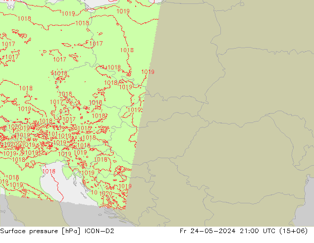 приземное давление ICON-D2 пт 24.05.2024 21 UTC