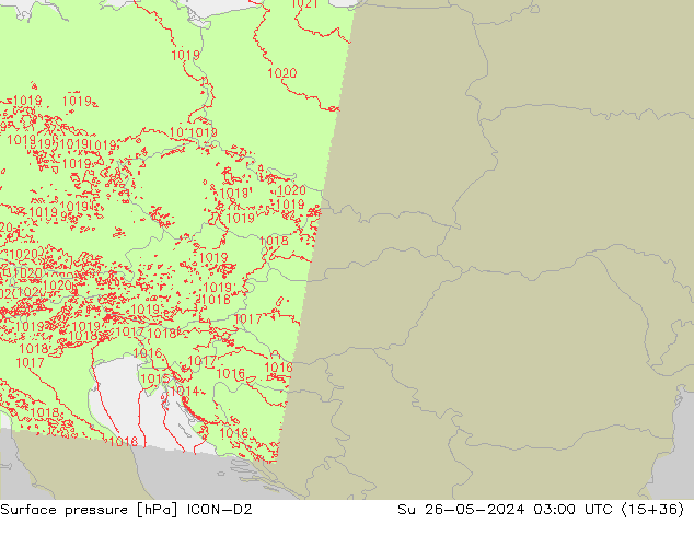 Surface pressure ICON-D2 Su 26.05.2024 03 UTC