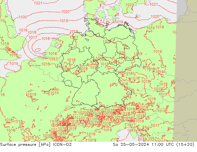 Luchtdruk (Grond) ICON-D2 za 25.05.2024 11 UTC