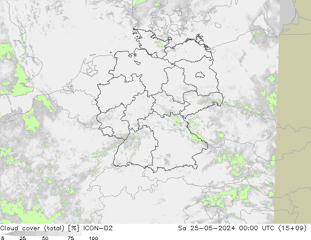 Bulutlar (toplam) ICON-D2 Cts 25.05.2024 00 UTC