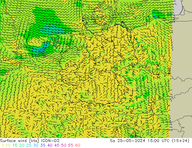 Surface wind ICON-D2 So 25.05.2024 15 UTC