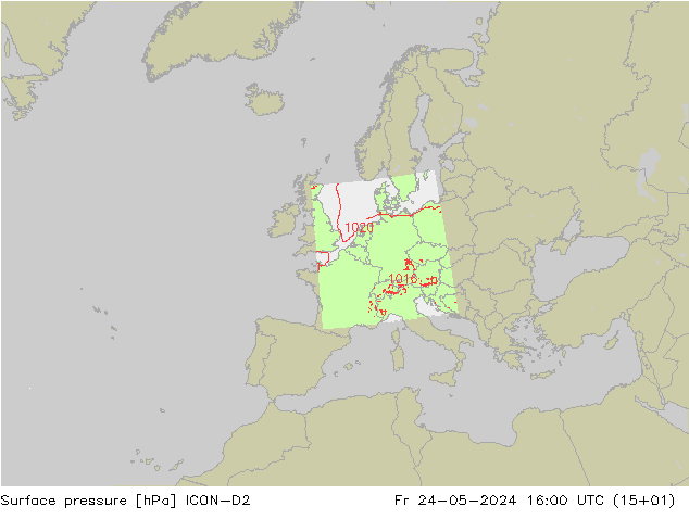 pressão do solo ICON-D2 Sex 24.05.2024 16 UTC