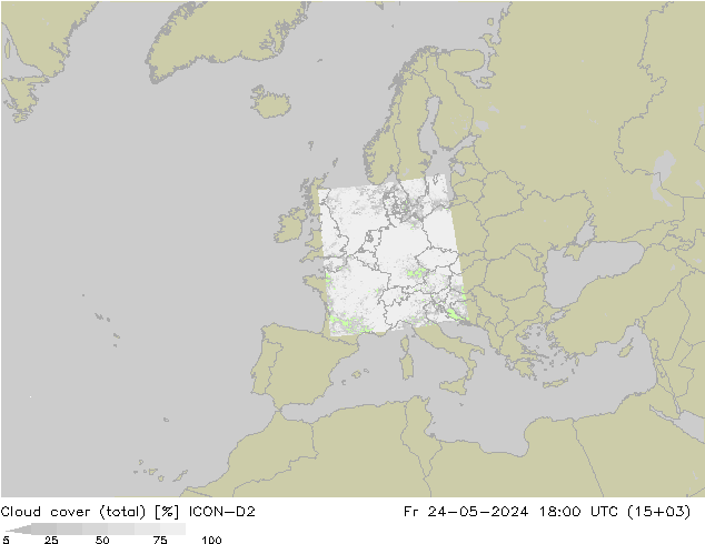 Nubes (total) ICON-D2 vie 24.05.2024 18 UTC