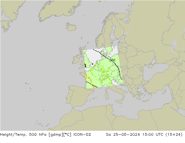 Height/Temp. 500 hPa ICON-D2  25.05.2024 15 UTC