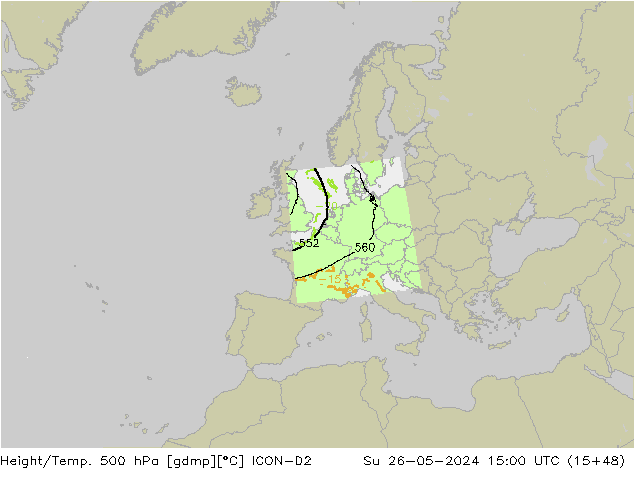 Height/Temp. 500 hPa ICON-D2 So 26.05.2024 15 UTC