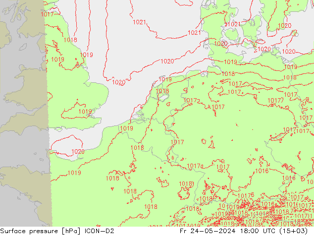 Surface pressure ICON-D2 Fr 24.05.2024 18 UTC