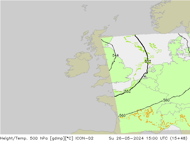 Height/Temp. 500 гПа ICON-D2 Вс 26.05.2024 15 UTC