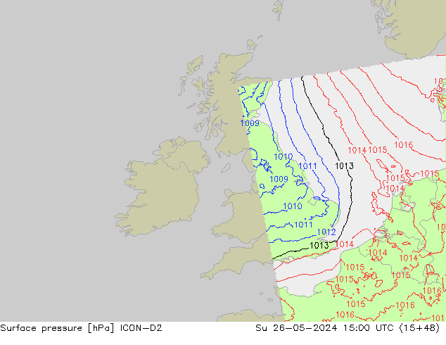 Surface pressure ICON-D2 Su 26.05.2024 15 UTC