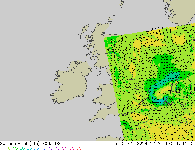 ветер 10 m ICON-D2 сб 25.05.2024 12 UTC