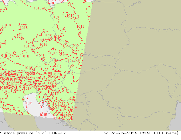 Atmosférický tlak ICON-D2 So 25.05.2024 18 UTC