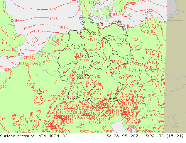 Atmosférický tlak ICON-D2 So 25.05.2024 15 UTC