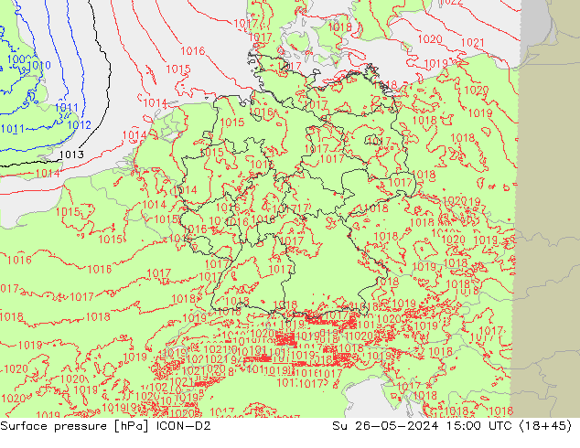 приземное давление ICON-D2 Вс 26.05.2024 15 UTC