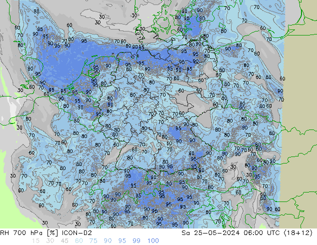 RH 700 hPa ICON-D2 So 25.05.2024 06 UTC