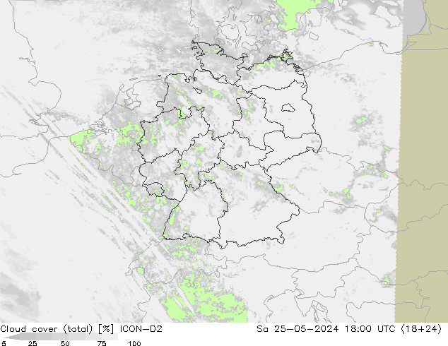 Wolken (gesamt) ICON-D2 Sa 25.05.2024 18 UTC