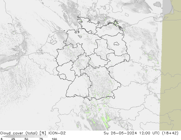 Bewolking (Totaal) ICON-D2 zo 26.05.2024 12 UTC