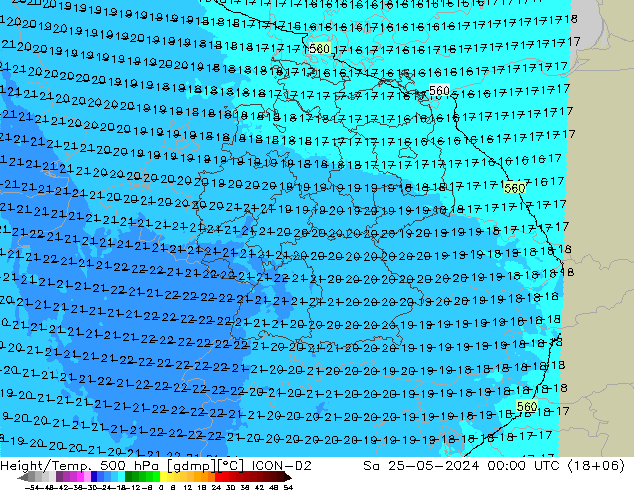 Yükseklik/Sıc. 500 hPa ICON-D2 Cts 25.05.2024 00 UTC