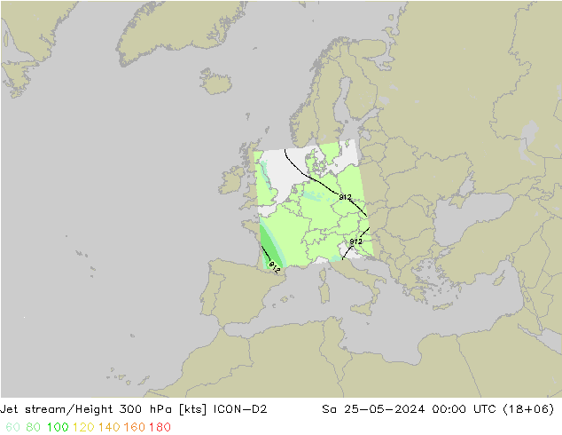 Jet stream/Height 300 hPa ICON-D2 Sa 25.05.2024 00 UTC