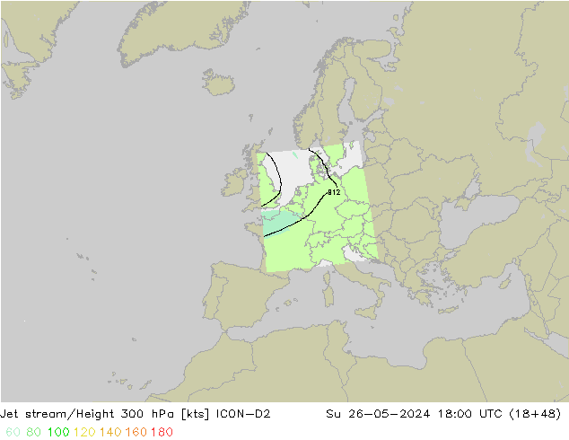 Jet stream ICON-D2 Dom 26.05.2024 18 UTC