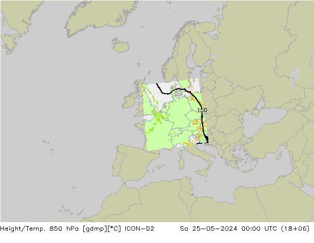 Height/Temp. 850 hPa ICON-D2 sab 25.05.2024 00 UTC