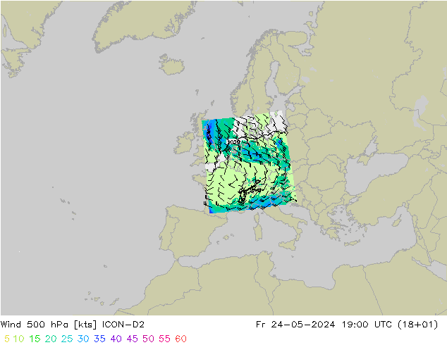 Vento 500 hPa ICON-D2 Sex 24.05.2024 19 UTC