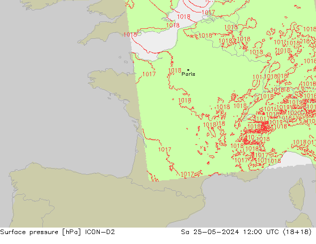 Luchtdruk (Grond) ICON-D2 za 25.05.2024 12 UTC