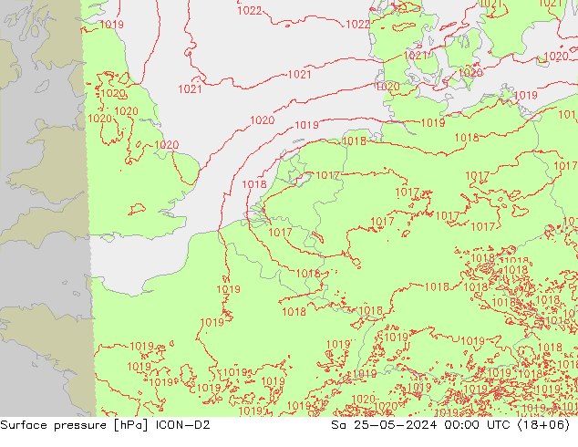 地面气压 ICON-D2 星期六 25.05.2024 00 UTC