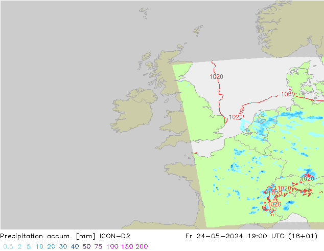 Precipitation accum. ICON-D2 pt. 24.05.2024 19 UTC