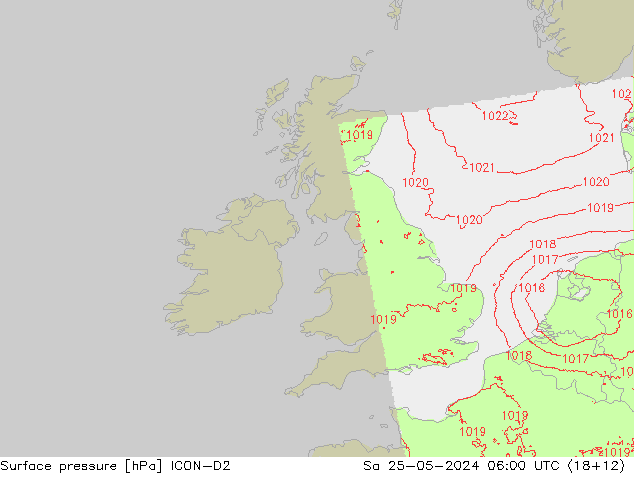 Surface pressure ICON-D2 Sa 25.05.2024 06 UTC