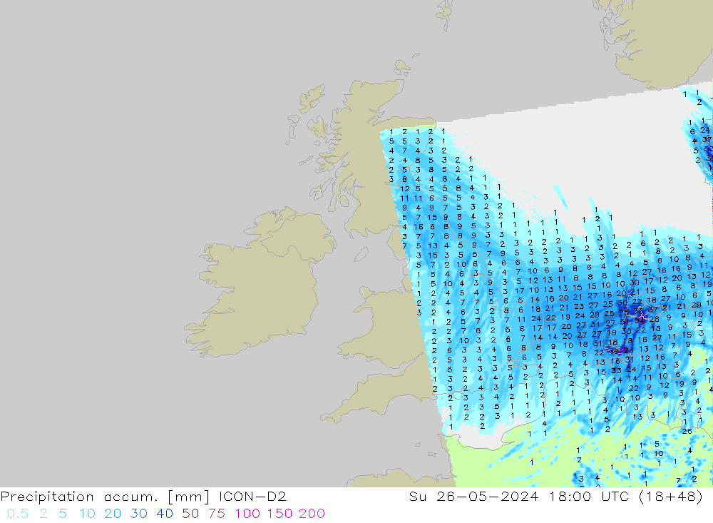 Nied. akkumuliert ICON-D2 So 26.05.2024 18 UTC