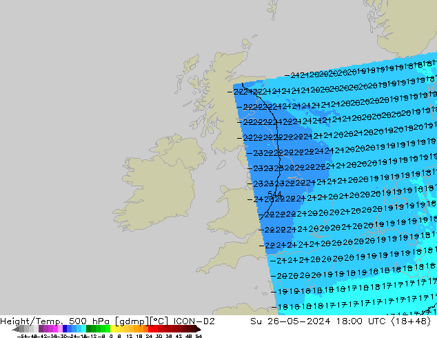 Height/Temp. 500 hPa ICON-D2 Su 26.05.2024 18 UTC