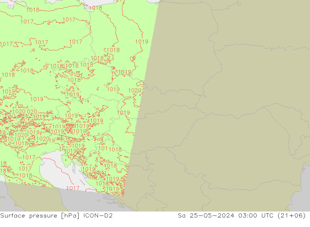 ciśnienie ICON-D2 so. 25.05.2024 03 UTC