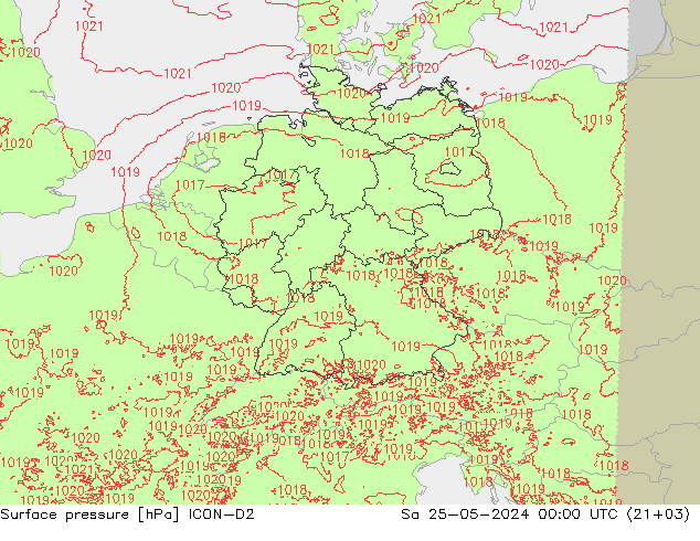 地面气压 ICON-D2 星期六 25.05.2024 00 UTC