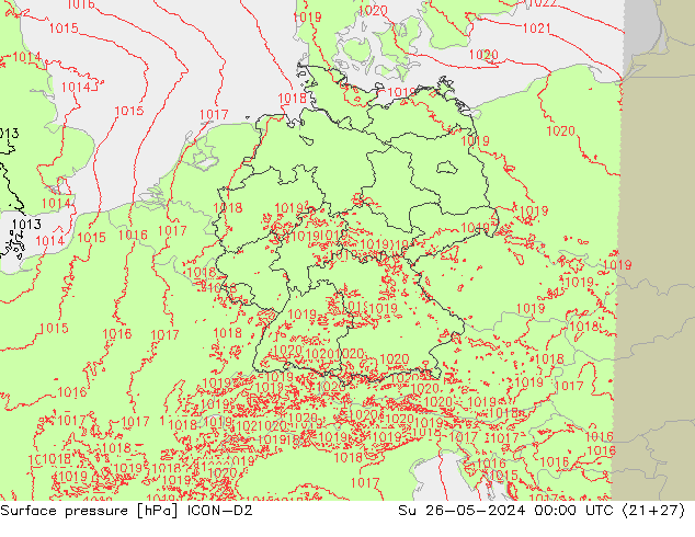 ciśnienie ICON-D2 nie. 26.05.2024 00 UTC