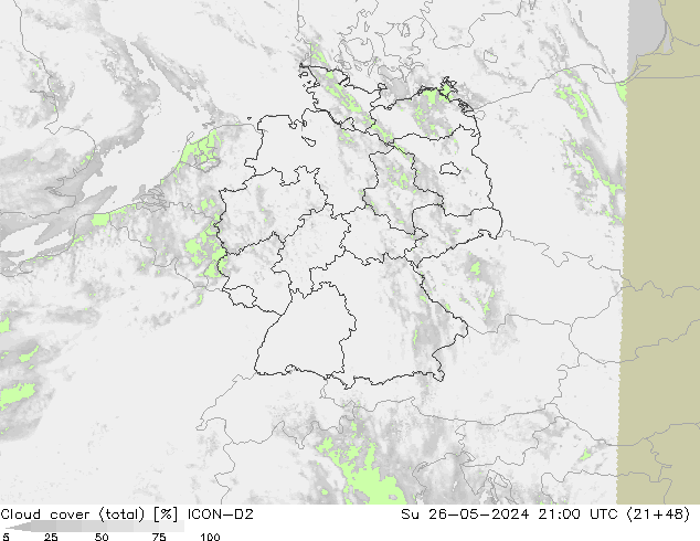 Nubes (total) ICON-D2 dom 26.05.2024 21 UTC