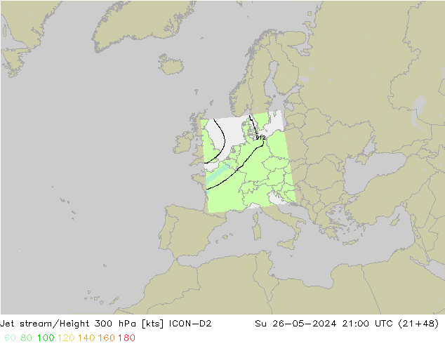 Courant-jet ICON-D2 dim 26.05.2024 21 UTC