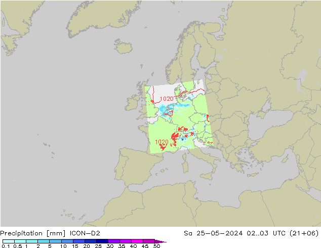 Precipitación ICON-D2 sáb 25.05.2024 03 UTC