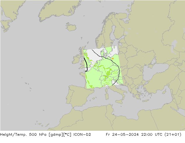 Height/Temp. 500 hPa ICON-D2  24.05.2024 22 UTC