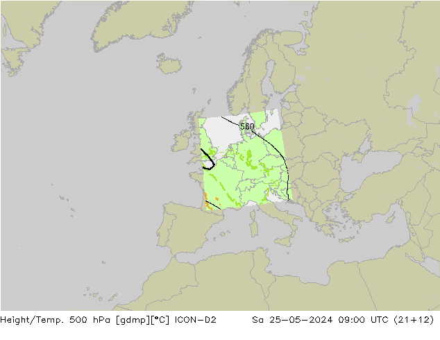 Height/Temp. 500 hPa ICON-D2  25.05.2024 09 UTC