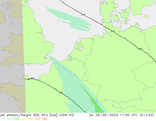 Corrente a getto ICON-D2 sab 25.05.2024 17 UTC