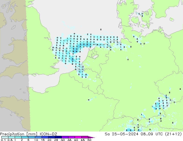 Precipitazione ICON-D2 sab 25.05.2024 09 UTC