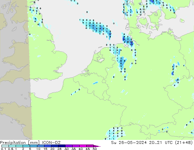 Niederschlag ICON-D2 So 26.05.2024 21 UTC