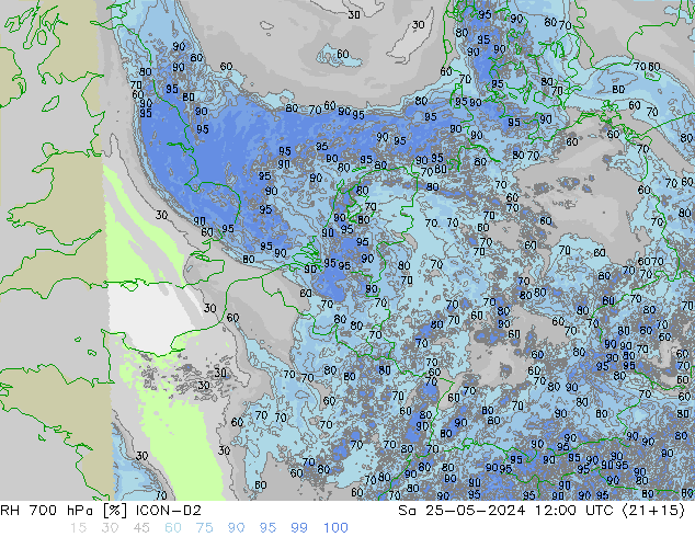 RH 700 hPa ICON-D2 sab 25.05.2024 12 UTC