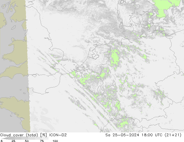 Wolken (gesamt) ICON-D2 Sa 25.05.2024 18 UTC