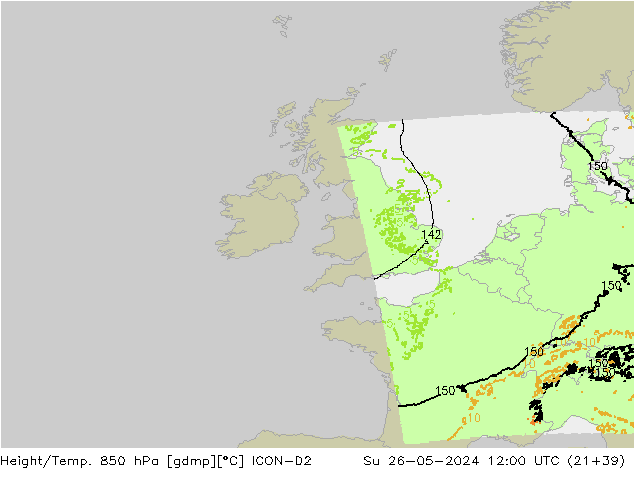 Yükseklik/Sıc. 850 hPa ICON-D2 Paz 26.05.2024 12 UTC