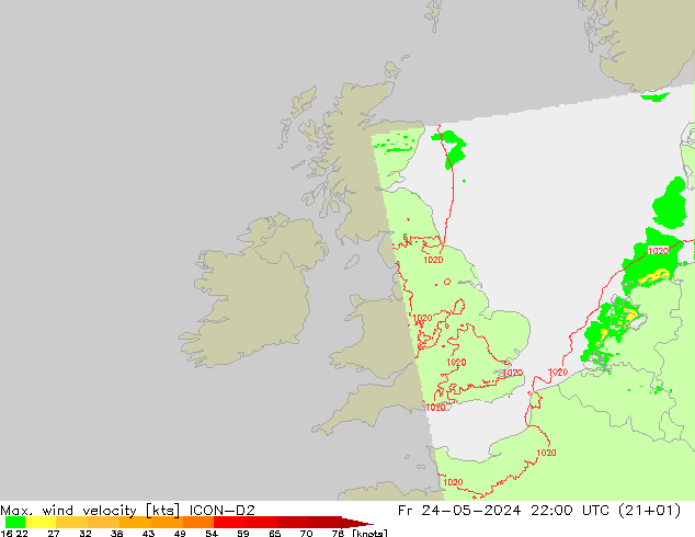 Max. wind velocity ICON-D2 pt. 24.05.2024 22 UTC