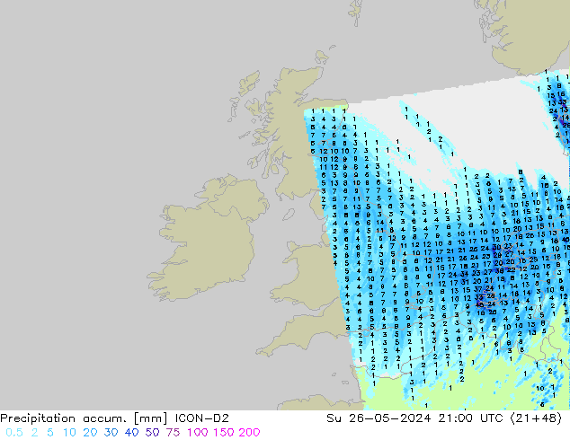 Precipitación acum. ICON-D2 dom 26.05.2024 21 UTC