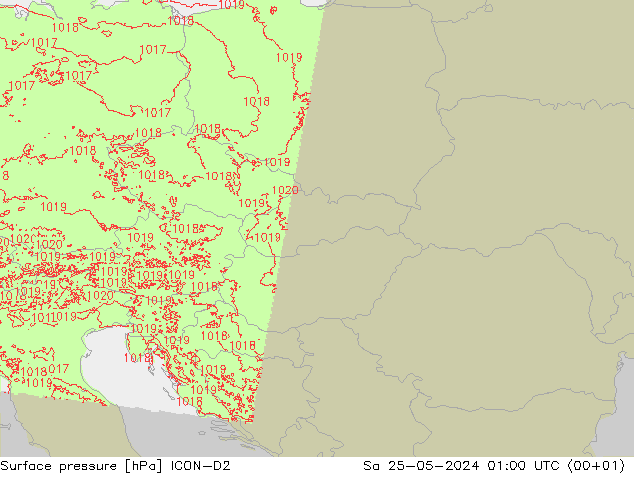 ciśnienie ICON-D2 so. 25.05.2024 01 UTC